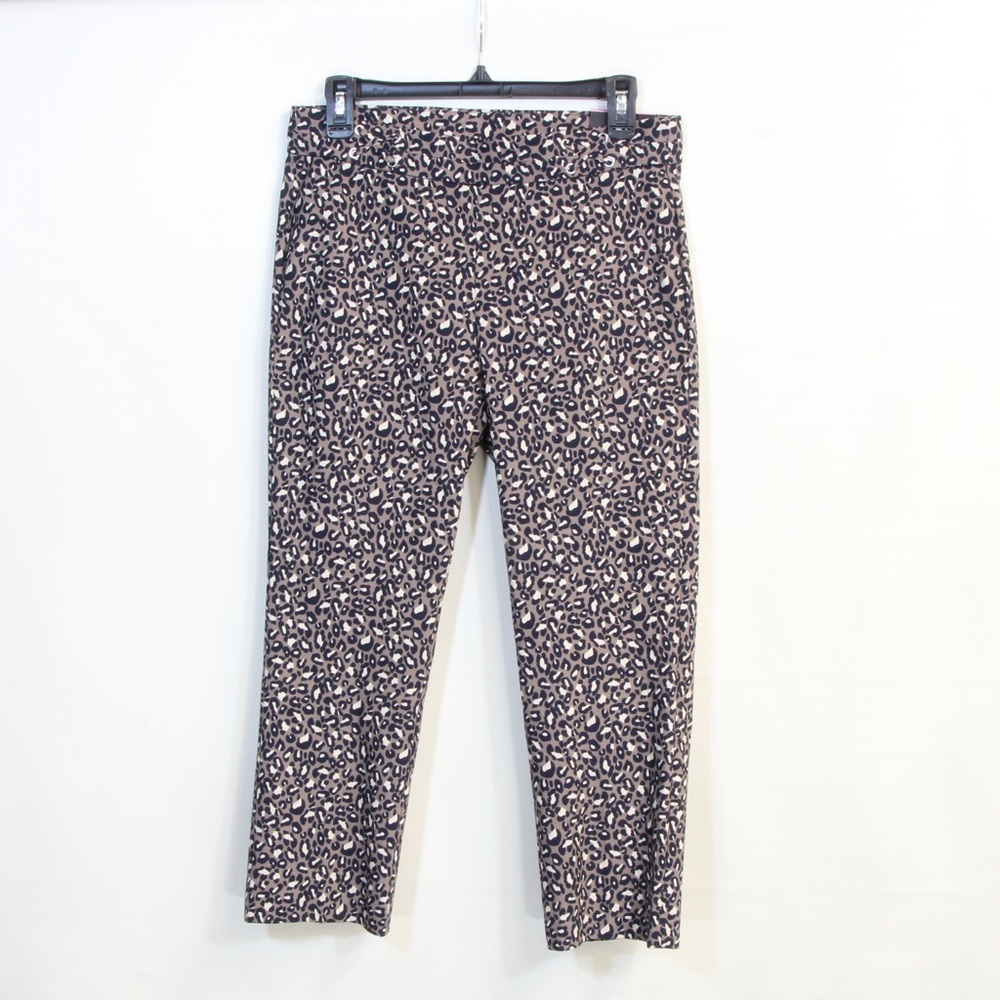 Rafaella Women's Brown & White Leopard Print Comfort Capri Pants Size 6 NWT